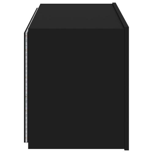 Væghængt tv-bord med LED-lys 80x35x41 cm sort