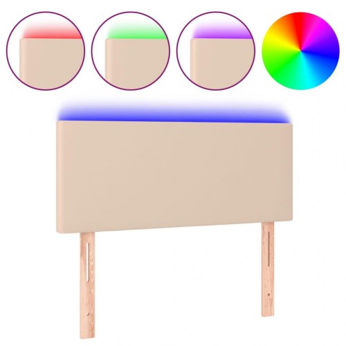 Sengegavl med LED-lys 90x5x78/88 cm - kunstlæder, cappuccino
