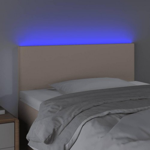 Sengegavl med LED-lys 90x5x78/88 cm - kunstlæder, cappuccino
