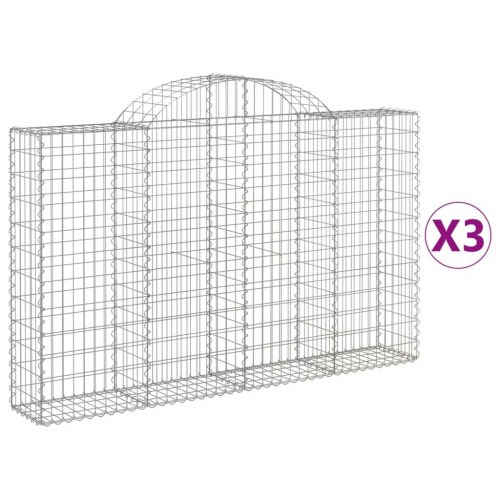 Buede gabionkurve - 3 stk. 200×30×120/140 cm i galvaniseret jern
