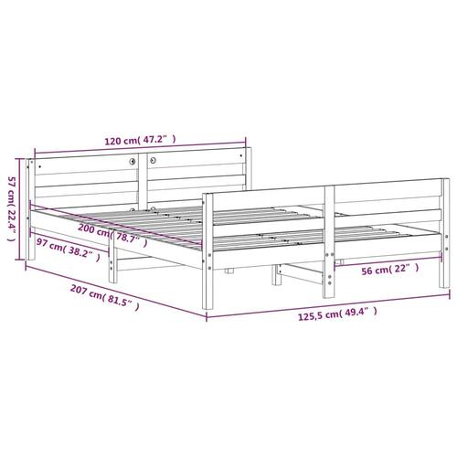 Sengeramme uden madras 120x200 cm massivt fyrretræ hvid