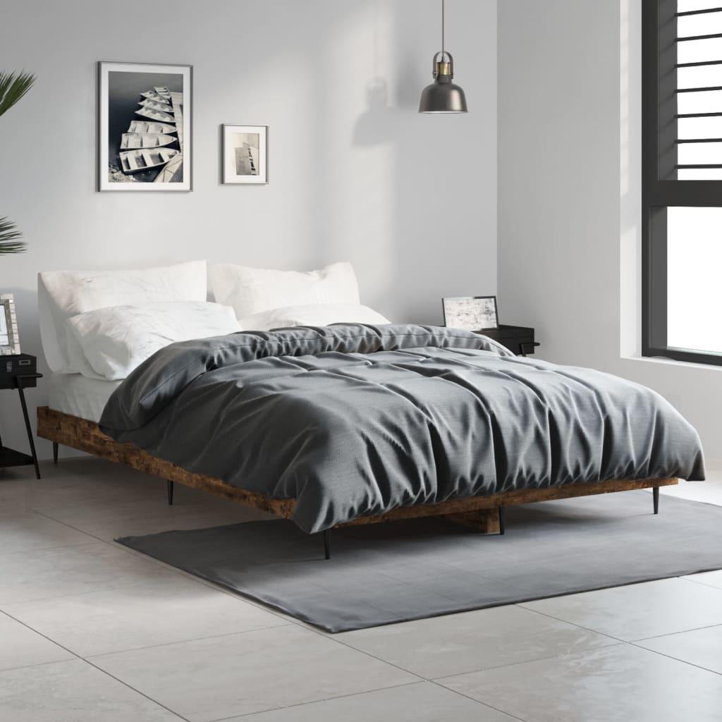 Sengeramme 120x190 cm uden madras konstrueret træ røget eg