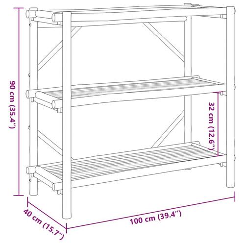 Reol med 3 hylder 100x40x90 cm bambus