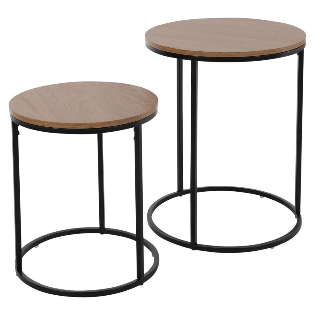 H&S Collection sideborde med træbordplade 2 stk. naturfarvet og sort