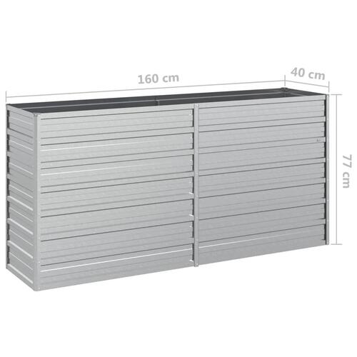 Højbed 160x40x77 cm galvaniseret stål sølvfarvet