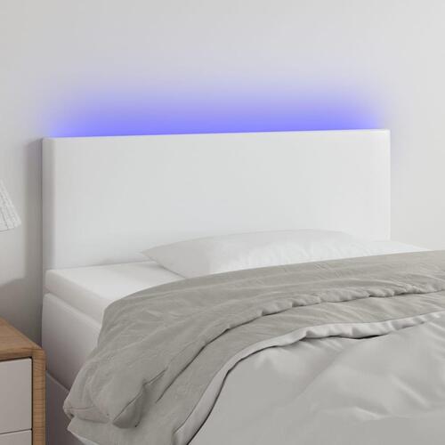 Sengegavl med LED-lys 100x5x78/88 cm kunstlæder hvid