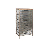 Kommode Home ESPRIT Brun Grå Sølvfarvet Natur Metal Gran Loft 66 x 33,5 x 121 cm