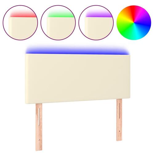 Sengegavl med LED-lys 100x5x78/88 cm kunstlæder cremefarvet