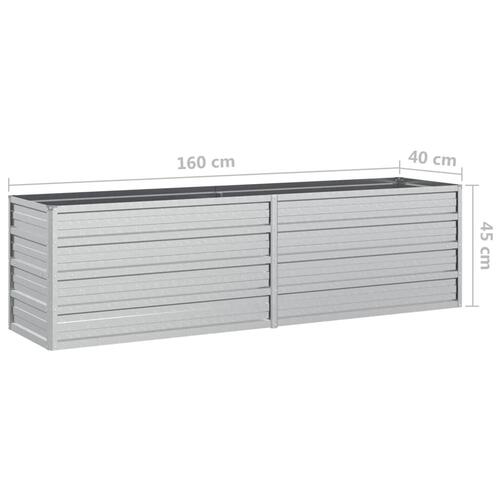 Højbed 160x40x45 cm galvaniseret stål sølvfarvet