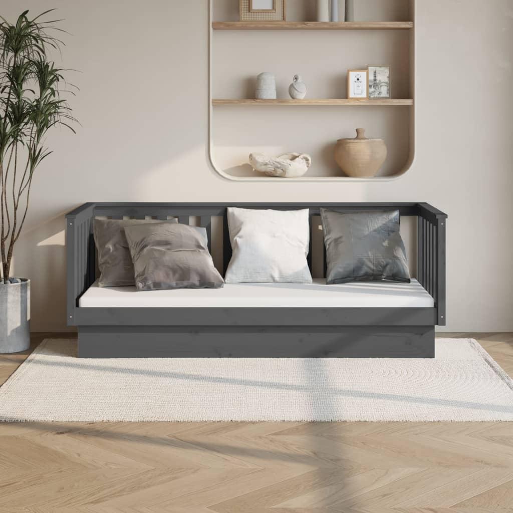 Daybed 75x190 cm massivt fyrretræ grå