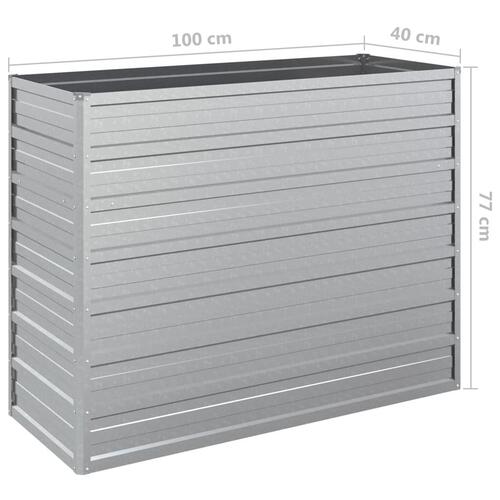 Højbed 100x40x77 cm galvaniseret stål sølvfarvet