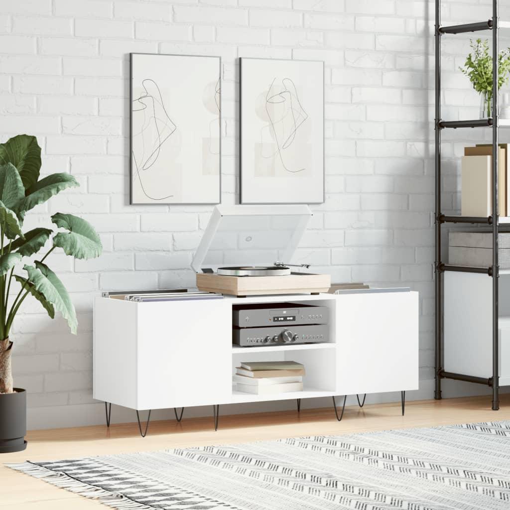 Vinylskab 121x38x48 cm konstrueret træ hvid