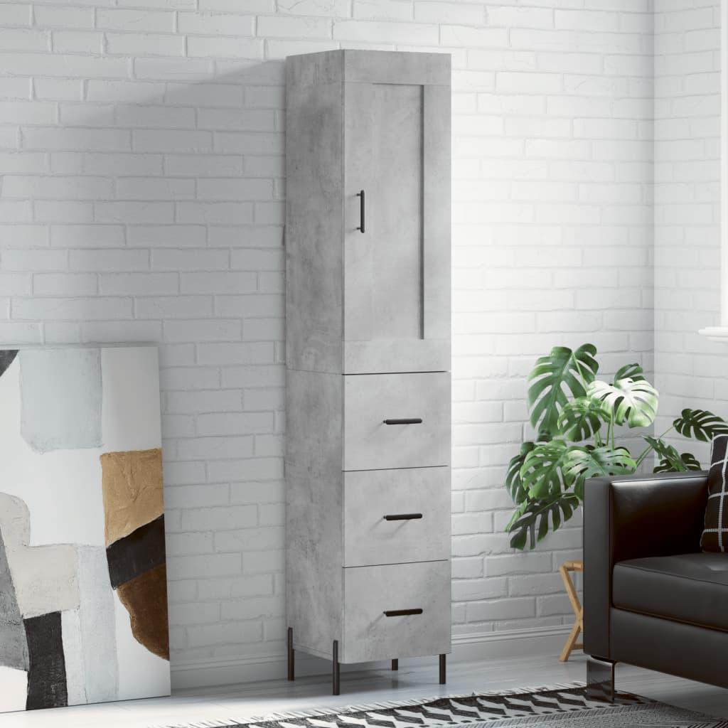 Højskab i konstrueret træ 34,5×34×180 cm - betongrå billede
