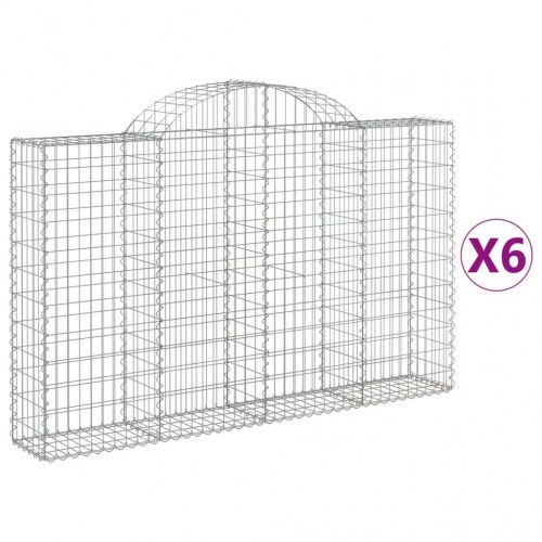 Buede gabionkurve - 6 stk. 200×30×120/140 cm i galvaniseret jern