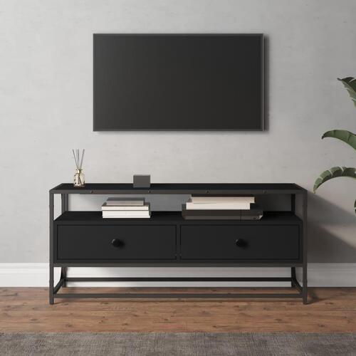 Tv-bord 100x35x45 cm konstrueret træ sort