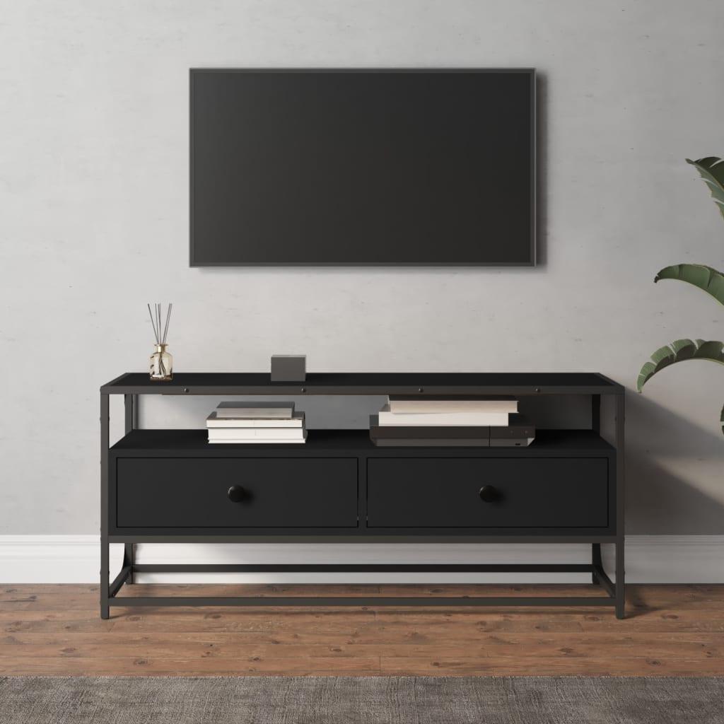 Tv-bord 100x35x45 cm konstrueret træ sort