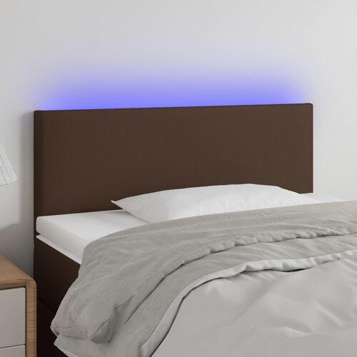 Sengegavl med LED-lys 100x5x78/88 cm kunstlæder brun