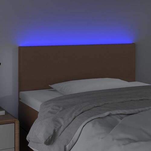 Sengegavl med LED-lys 100x5x78/88 cm kunstlæder brun