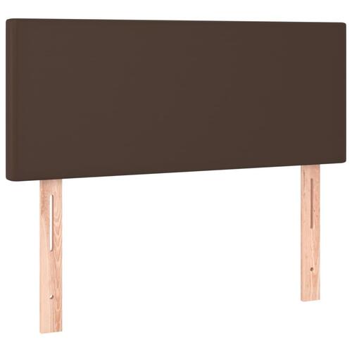 Sengegavl med LED-lys 100x5x78/88 cm kunstlæder brun