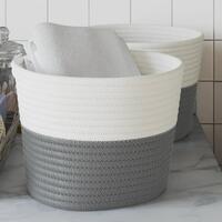 Opbevaringskurve 2 stk. Ø24x18 cm bomuld grå og hvid