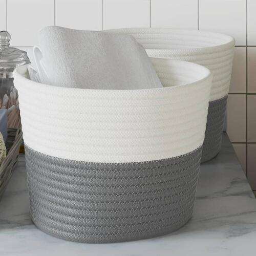 Opbevaringskurve 2 stk. Ø24x18 cm bomuld grå og hvid