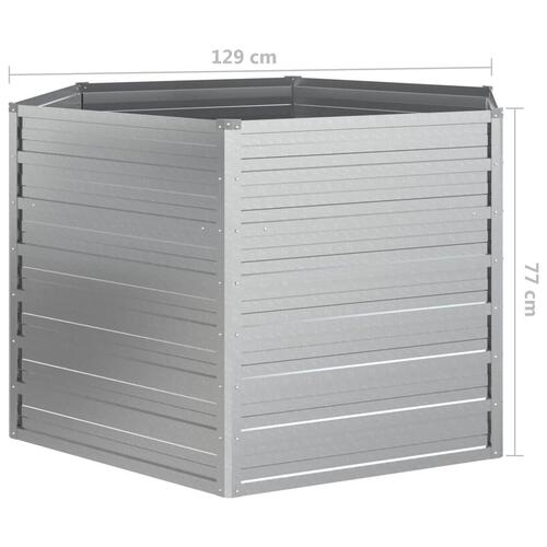 Højbed 129x77 cm galvaniseret stål sølvfarvet