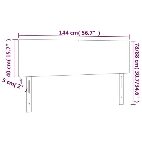 Sengegavl med LED-lys 144x5x78/88 cm kunstlæder sort