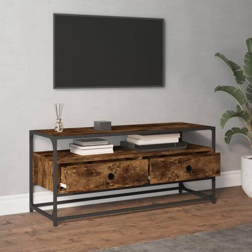 Tv-bord 100x35x45 cm konstrueret træ røget egetræsfarve