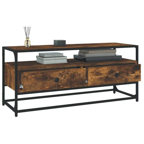 Tv-bord 100x35x45 cm konstrueret træ røget egetræsfarve