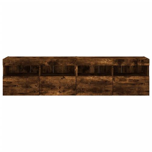 Væghængte tv-borde 2 stk. med LED-lys 80x30x40 cm røget eg