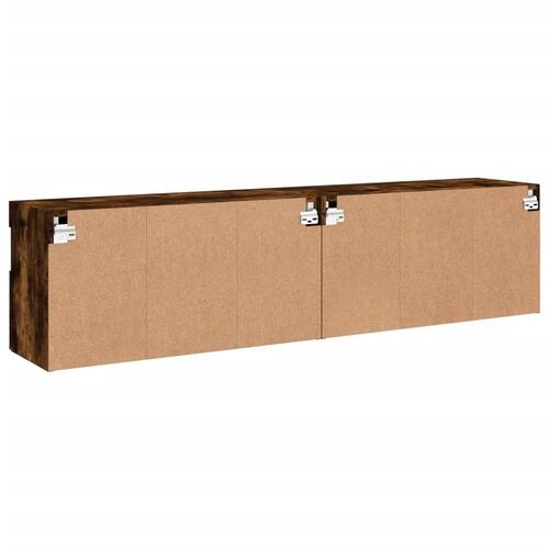 Væghængte tv-borde 2 stk. med LED-lys 80x30x40 cm røget eg