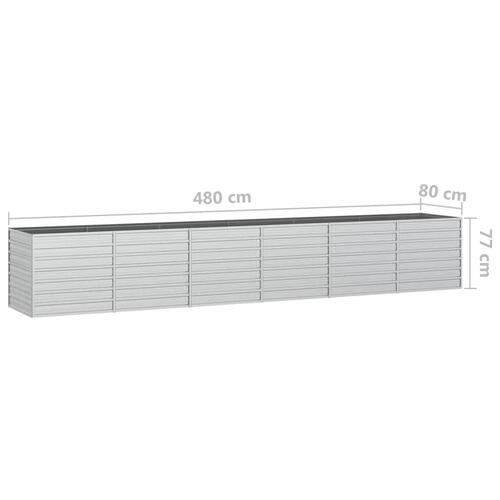 Højbed 480x80x77 cm galvaniseret stål sølvfarvet