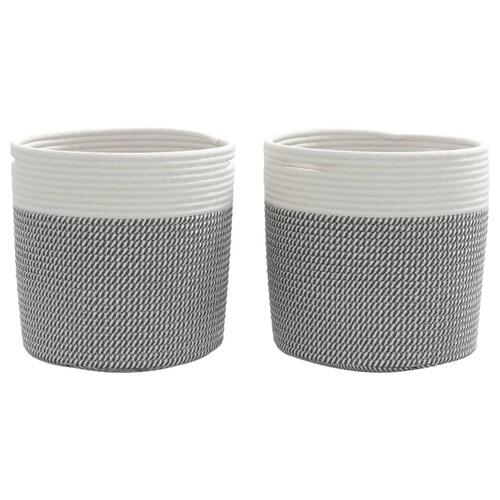 Opbevaringskurve 2 stk. Ø28x28 cm bomuld grå og hvid