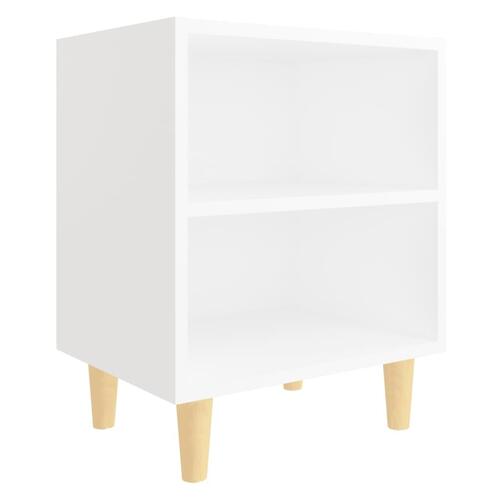 Sengeskabe m. massive træben 2 stk. 40x30x50 cm hvid