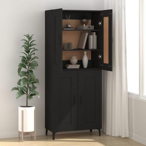 Skænk 69,5x34x90 cm konstrueret træ sort