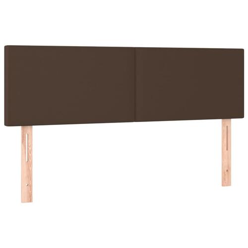 Sengegavl med LED-lys 144x5x78/88 cm kunstlæder brun