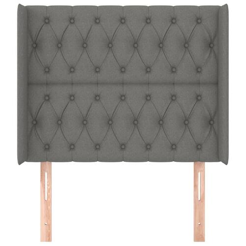 Sengegavl med kanter 93x16x118/128 cm stof mørkegrå