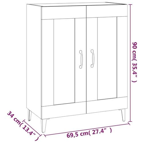 Skænk 69,5x34x90 cm konstrueret træ sort