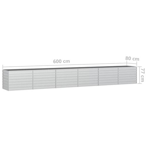 Højbed 600x80x77 cm galvaniseret stål sølvfarvet