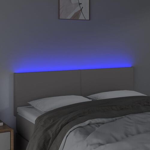 Sengegavl med LED-lys 144x5x78/88 cm kunstlæder grå