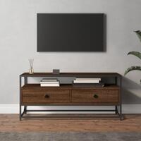 Tv-bord 100x35x45 cm konstrueret træ brun egetræ