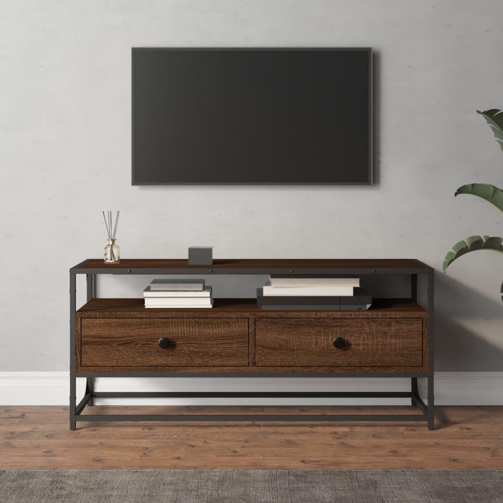 Tv-bord 100x35x45 cm konstrueret træ brun egetræ