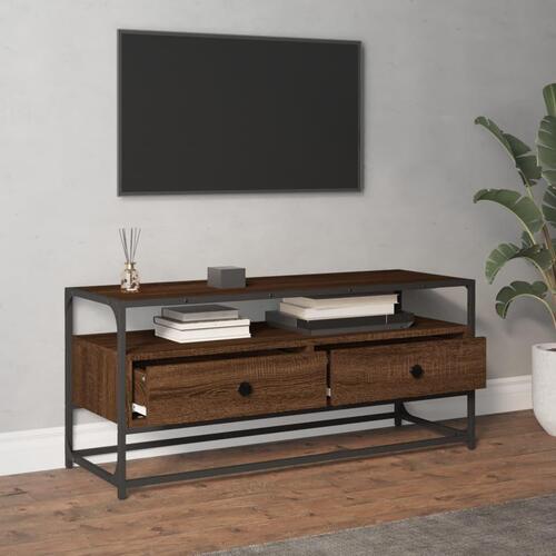 Tv-bord 100x35x45 cm konstrueret træ brun egetræ