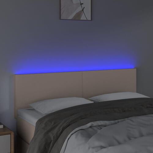 Sengegavl med LED-lys 144x5x78/88cm kunstlæder cappuccinofarvet