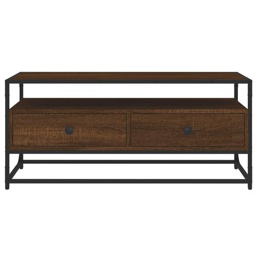 Tv-bord 100x35x45 cm konstrueret træ brun egetræ