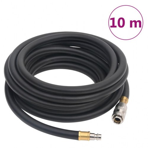 Hybrid trykluftslange 10 m - gummi/PVC, 3/8" hurtigkobling, sort