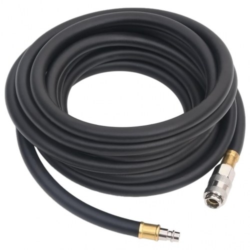Hybrid trykluftslange 10 m - gummi/PVC, 3/8" hurtigkobling, sort