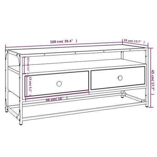 Tv-bord 100x35x45 cm konstrueret træ brun egetræ