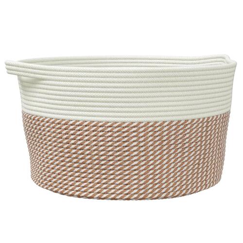 Opbevaringskurv Ø40x25 cm bomuld brun og hvid