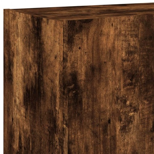 Væghængt tv-bord med LED-lys 80 x 35 x 41 cm - røget egetræ
